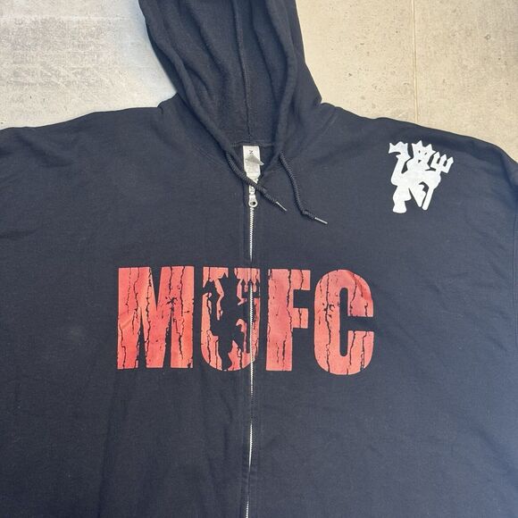 Manchester United MUFC Black Full Zip Hoodie by Gildan 3XL - Picture 2 of 10